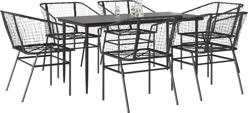 Hagespisegruppe 7 deler svart polyrotting glass