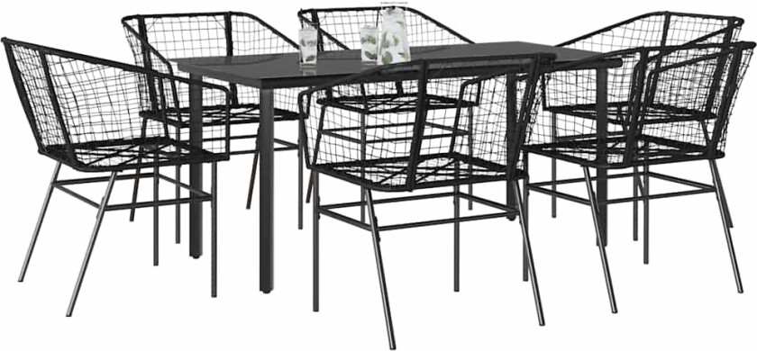 Hagespisegruppe 7 deler svart polyrotting glass