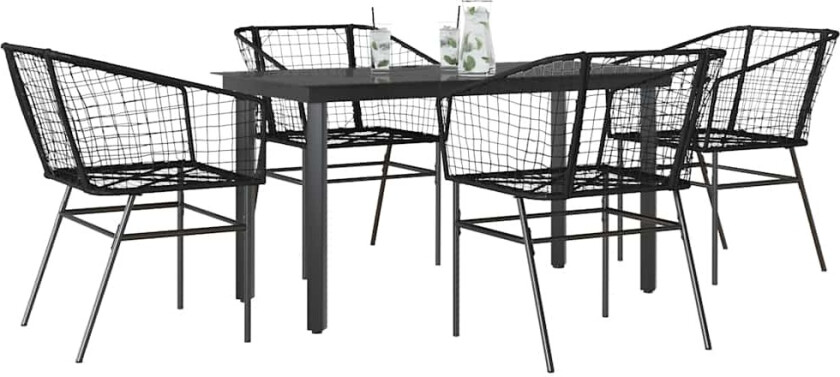 Hagespisegruppe 5 deler svart polyrotting glass