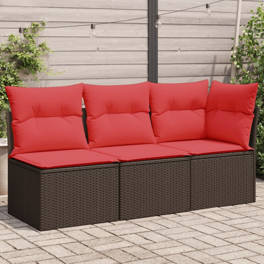 Hagesofa Brun og Rød Polyrotting, Polyester Stor Plass til mange