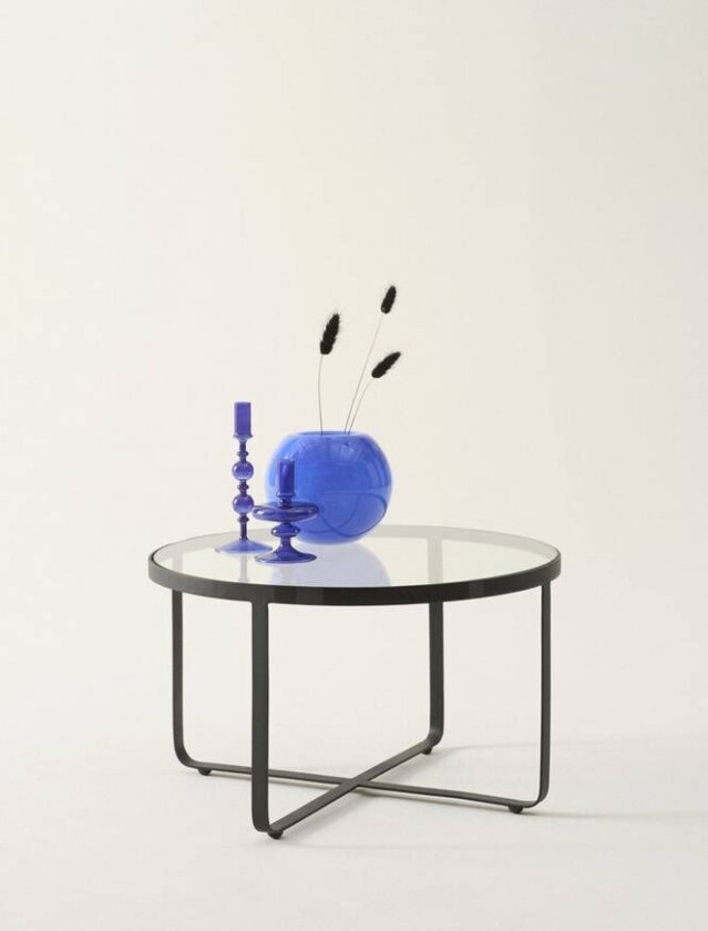 MALBUN sofabord diameter 60 cm Svart marmor izmir/røykfarget mattsvart