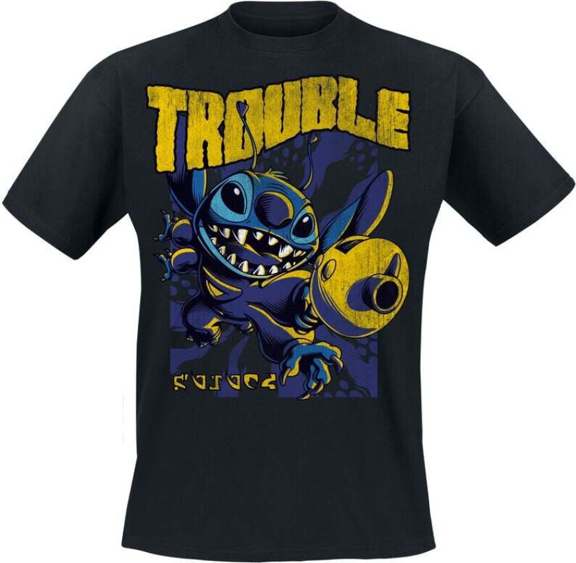 Disney T-skjorte - Big Trouble Stitch - S til XXL - Herrer - svart