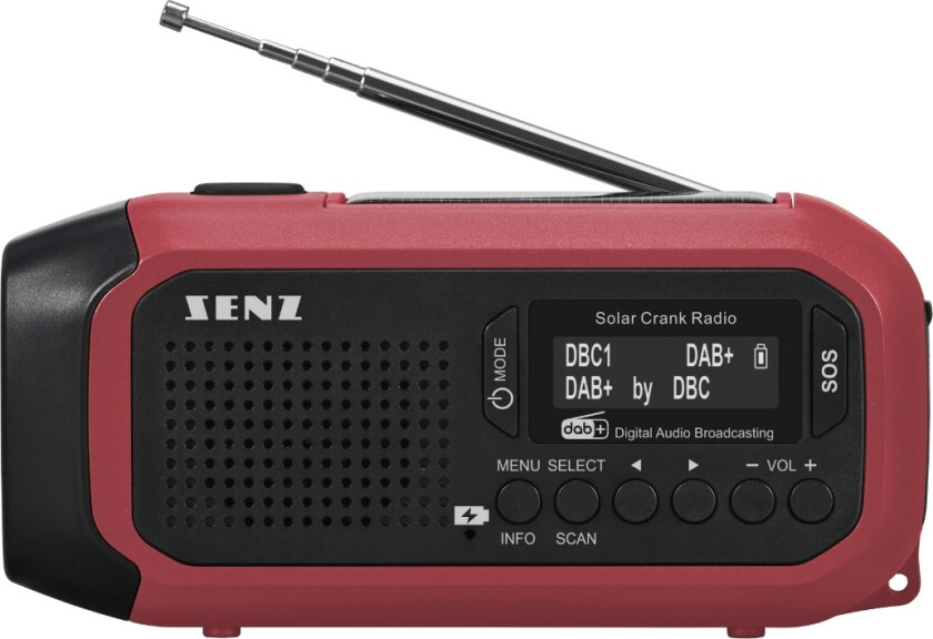 Trail 2.Gen solar crank radio, rød