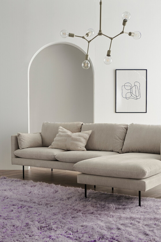 Sofa Sindra 3-seter med sjeselong - Beige