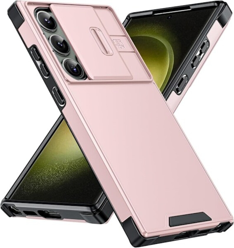 Etui for Samsung Galaxy S23 Ultra 5G 6.8\" (IKKE for Samsung S23/S23 Plus), Glidende Kameradeksel Beskyttende Hard PC Silikon Støtdempende Bumper Case for Samsung S23 Ultra, Rosa