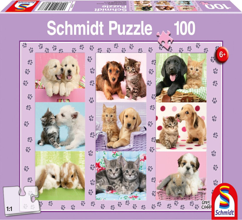 Schmidt Puzzles Jigsaw Puzzle - 100 brikker - Mine dyrevenner