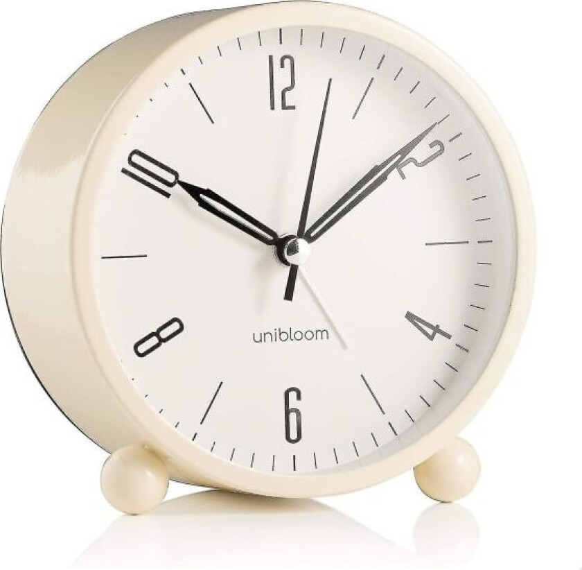 Stille vekkerklokke - Analog vekkerklokke uten tikking med varmt lys - Minimalistisk rund (FMY)