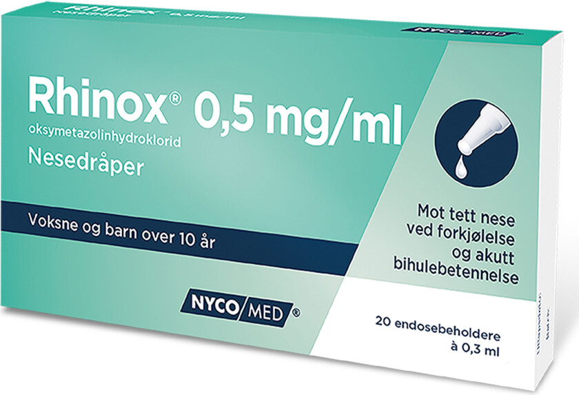 Nesedråper 0,5mg/ml, 20 x 0.3 ml.