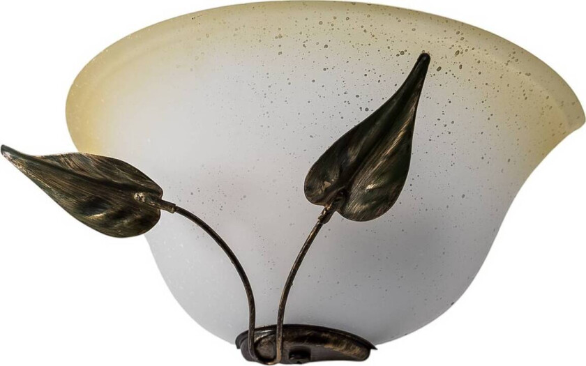 Vegglampe Mira, krem/bronse, glass, 30 cm bred, E27