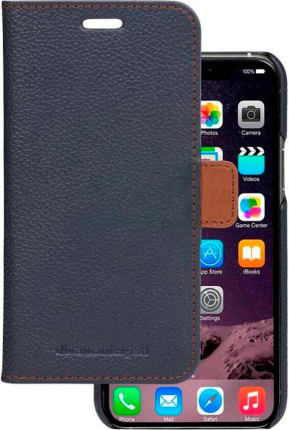 iPhone 11 Pro dbramante1928 Lynge 2-i-1 Ekte Skinn Flip Deksel - Pebbled Blue