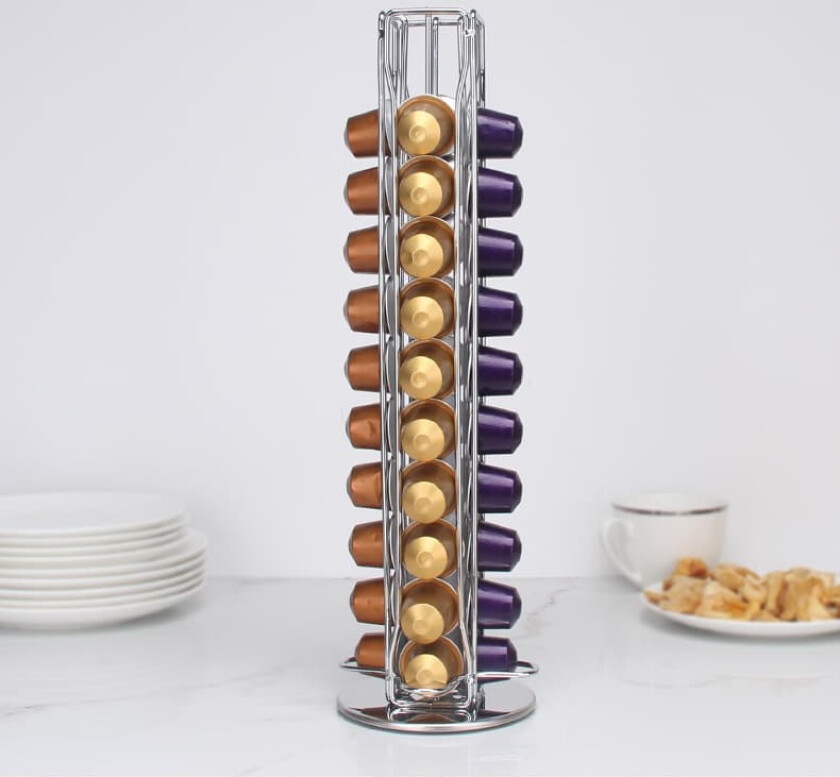 INF Metall roterende oppbevaringsstativ Kaffeputeholder Organisering Kaffekapselstativ