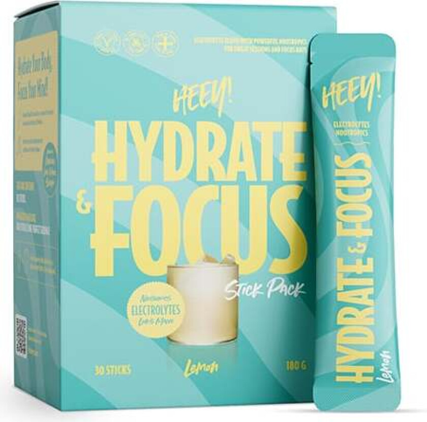 Hydrate & Focus Elektrolytter + Lions Mane Sitron 30 Stick Pack