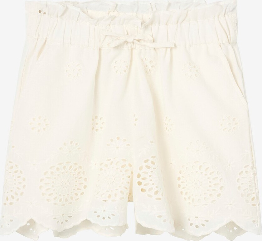 Shorts i broderie anglaise - Hvit