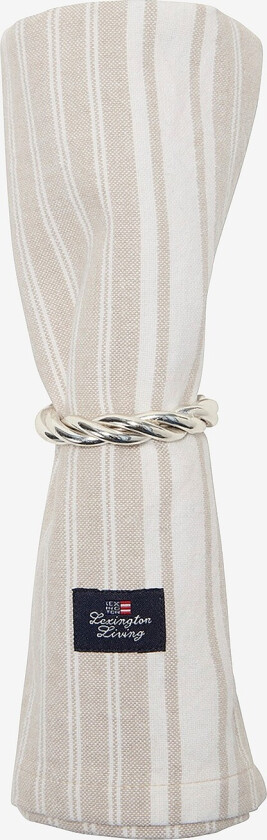 Icons Striped Oxford-serviett i bomull - Beige