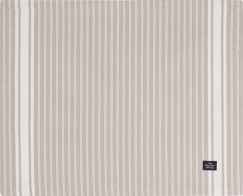 Bilde av Icons Striped Oxford-placemat i bomull - Beige