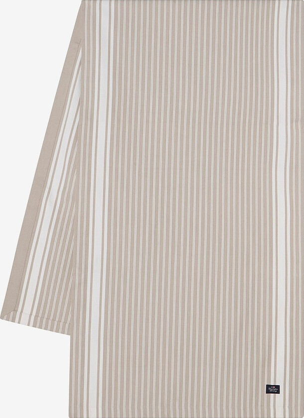 Icons Striped Oxford-løper i bomull - Beige