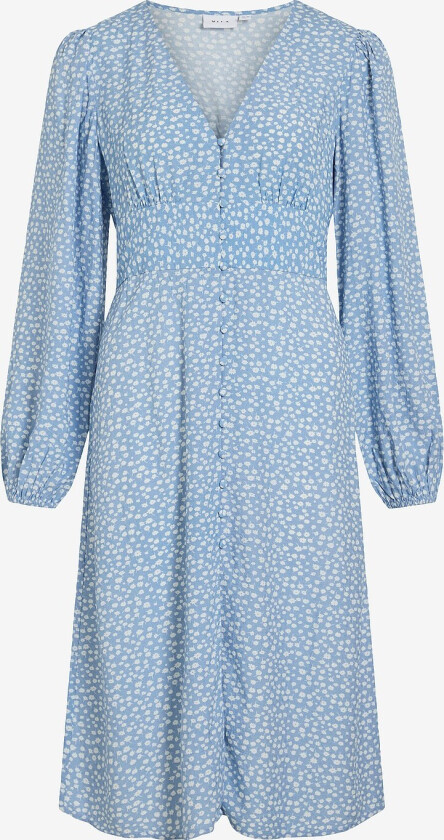 Kjole viAnna L/s V-neck Dress - Blå