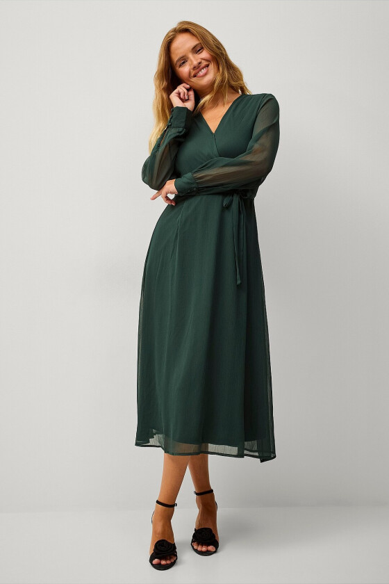Midikjole viFalia V-neck L/S Midi Dress - Blå