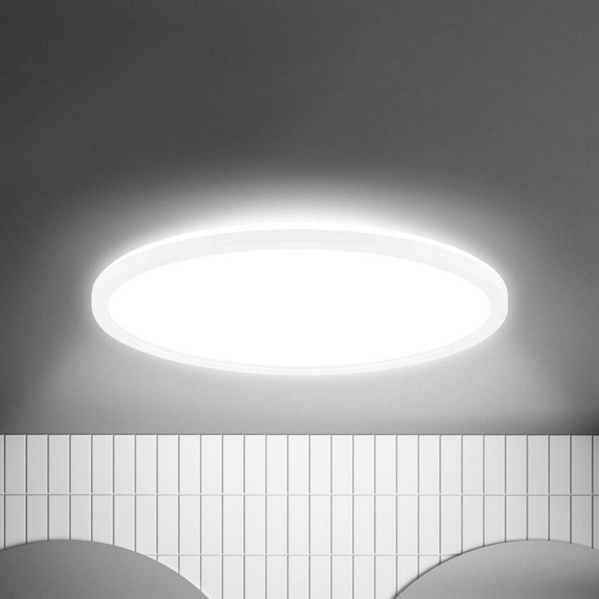 LED-taklampe Move, sensor, Ø 42 cm, IP44, hvit, 4000K