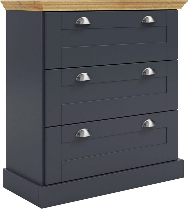 Kommode Motala 75x35x80 cm, Antrasitt/Eik - 75x35x80 cm, Antrasitt/Eik