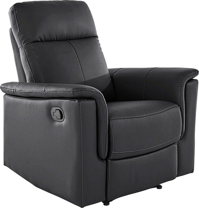 Recliner Southbrook Svart, Ekte skinn/PU/Tre/Metall, Manuell hvilestol - Svart, Ekte skinn/PU/Tre/Metall, Manuell hvilestol