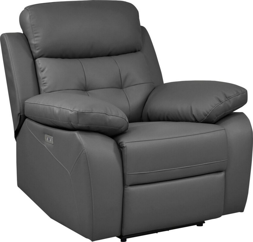 Recliner Lannilis Grå, PU/tre/metall, Elektrisk recliner - Grå, PU/tre/metall, Elektrisk recliner