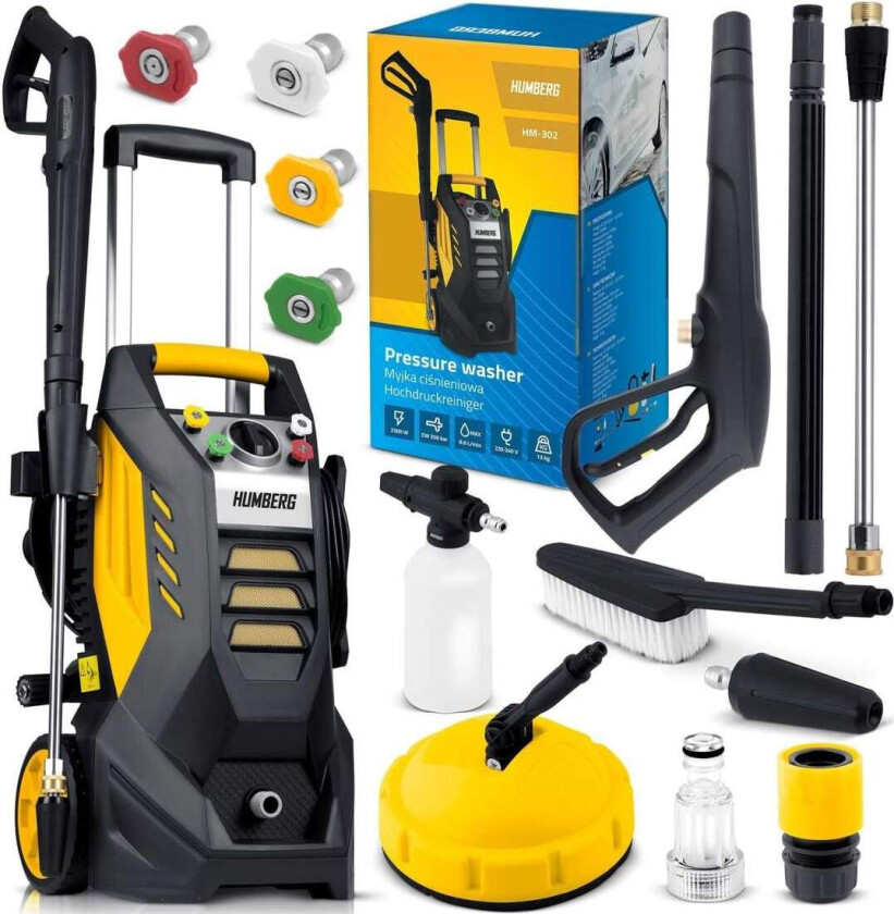 Høytrykkspyler med slangetrommel 2500W Humberg HM-302