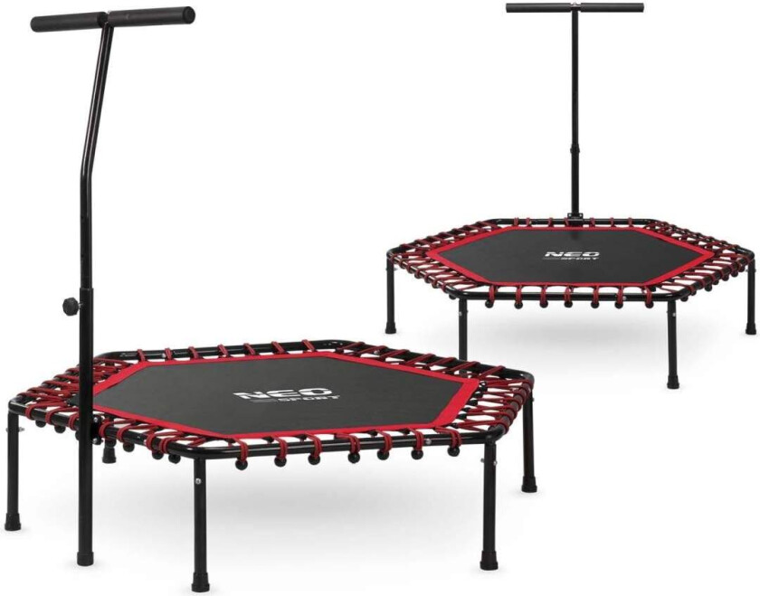 Fitness trampoline med håndtak 127 cm Neo-Sport - sekskantet rød