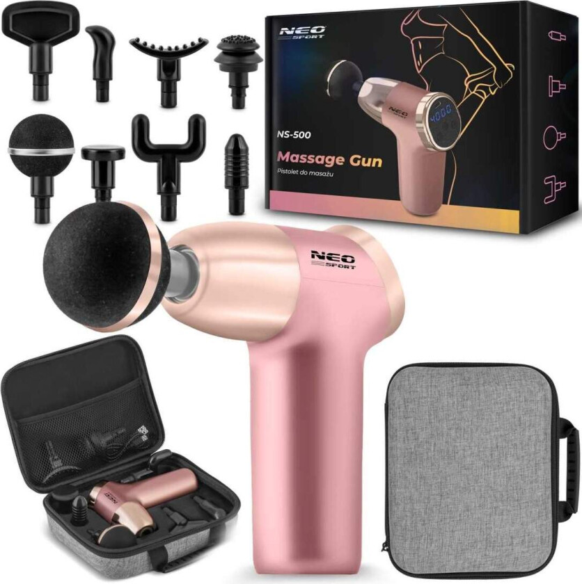 Massasjepistol for kroppen med 8 tilbehør NS-500 Neo-sport rosa