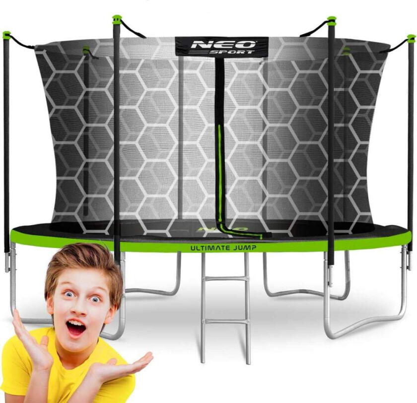 Trampoline for hagen 12ft/374cm med innvendig sikkerhetsnett og stige fra Neo-Sport