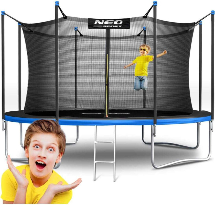 Trampoline for hage 13ft/404cm med indre sikkerhetsnett og stige Neo-Sport
