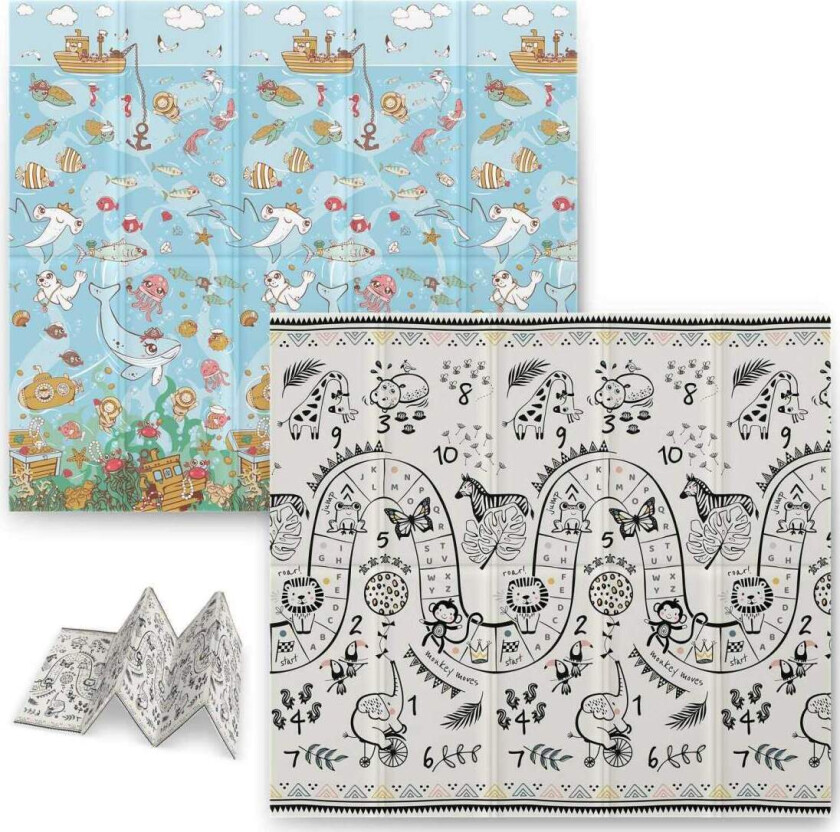 Sammenleggbar lekematte 200 x 180 x 1 cm Nukido NK-340 Ocean Safari