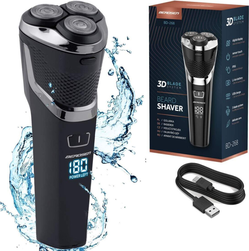 Berdsen BD-268 elektrisk barbermaskin, sort