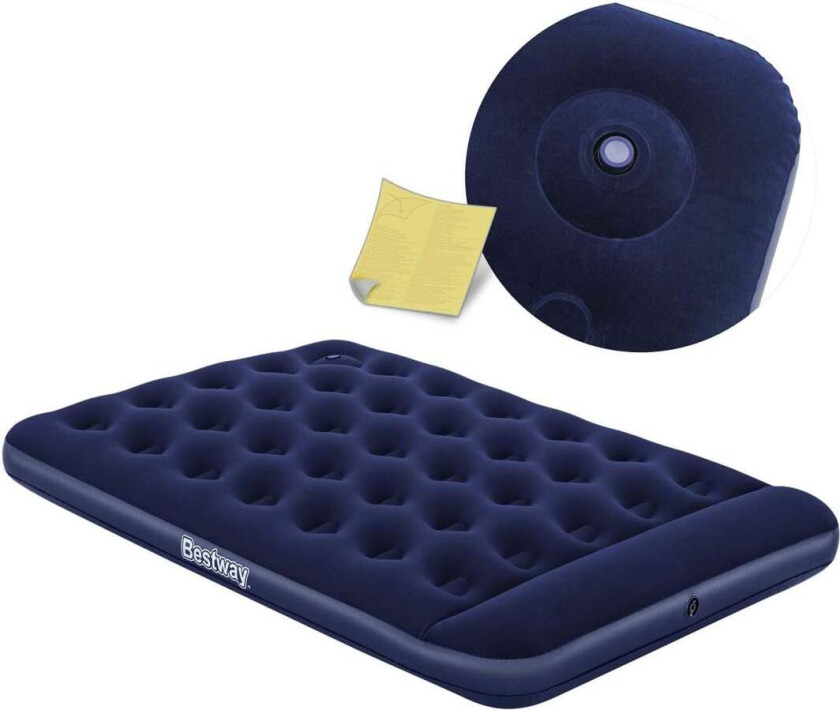 Oppblåsbar madrass 191x137x28 cm med innebygget fotpumpe Bestway 67225