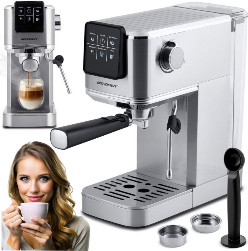Berdsen BD-770 20 bar filter kaffemaskin, sølv