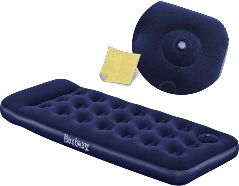 Oppblåsbar madrass 185x76x22 cm med innebygget fotpumpe Bestway 67223