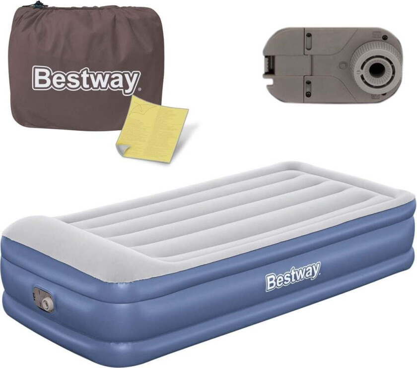 Oppblåsbar madrass 191x97x46 cm med innebygd elektrisk pumpe Bestway 67628