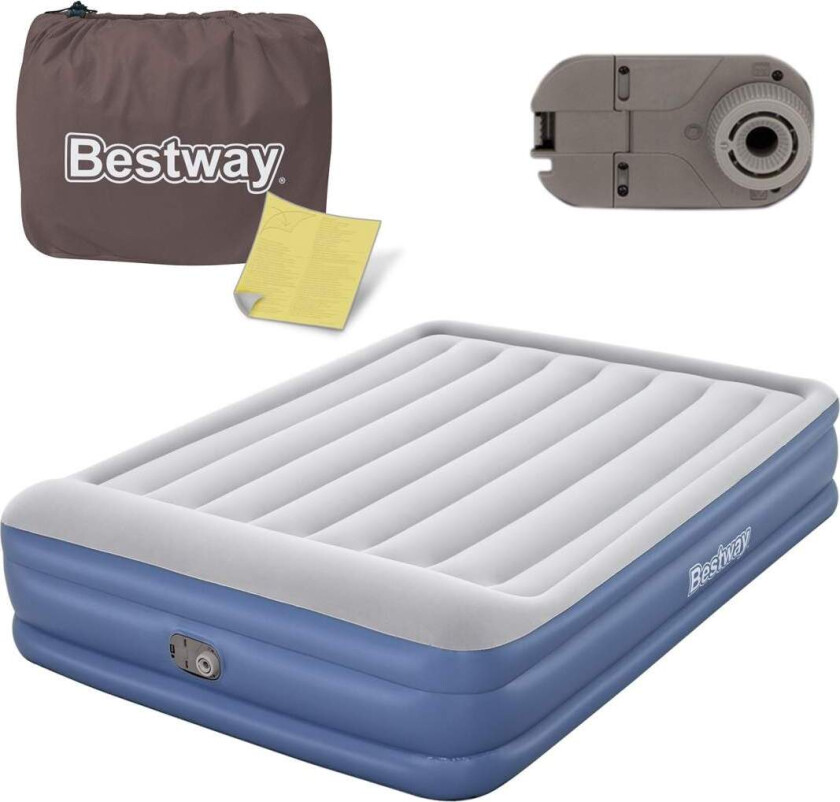 Oppblåsbar madrass 203x152x46 cm med innebygd elektrisk pumpe Bestway 67630