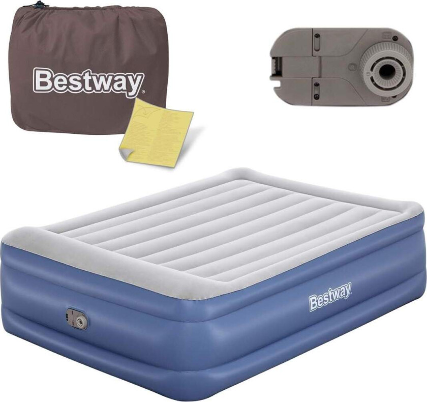 Oppblåsbar madrass 203x152x56 cm med innebygd elektrisk pumpe Bestway 67614