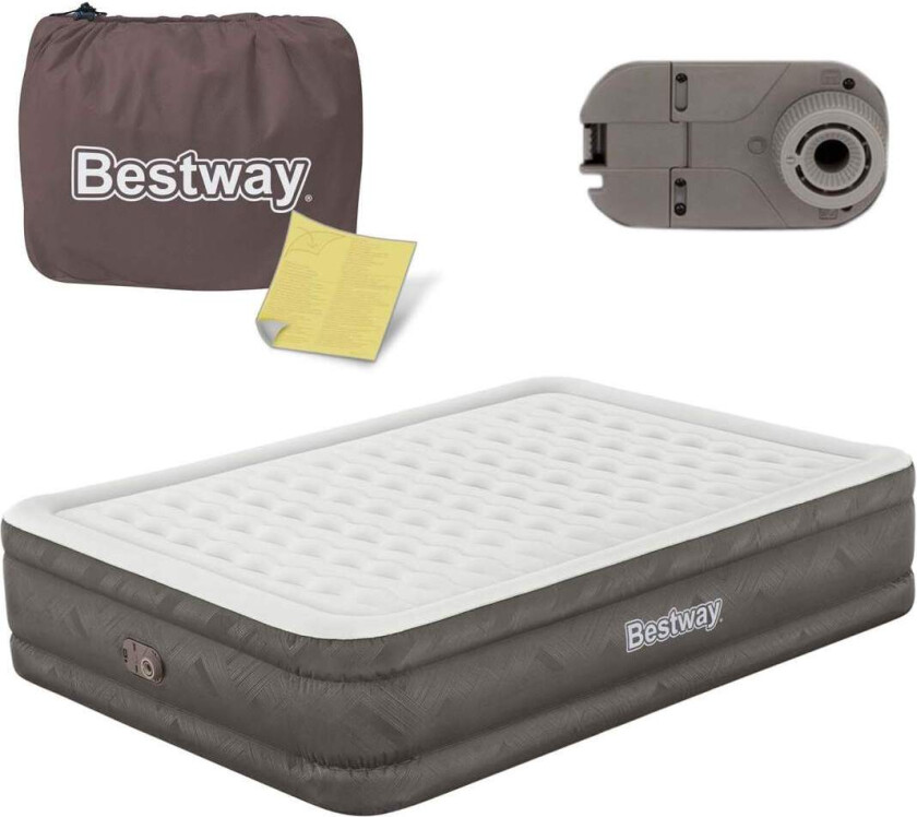 Oppblåsbar madrass 203x152x46 cm med innebygd elektrisk pumpe Bestway 69050