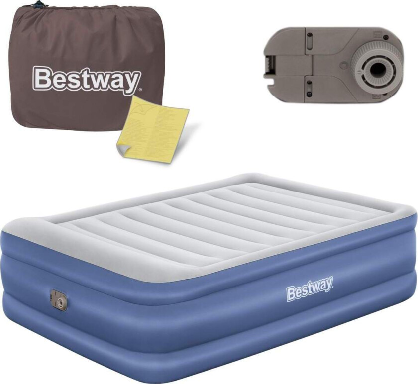 Oppblåsbar madrass 203x152x61 cm med innebygd elektrisk pumpe Bestway 67690