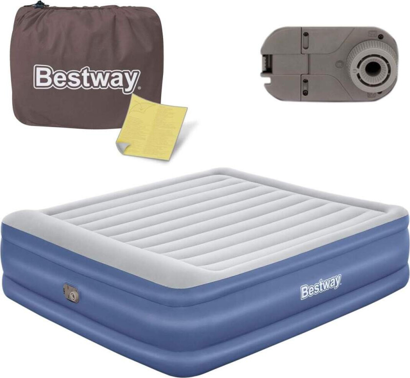 Oppblåsbar madrass 203 x 193 x 56 cm med innebygd elektrisk pumpe Bestway 67692