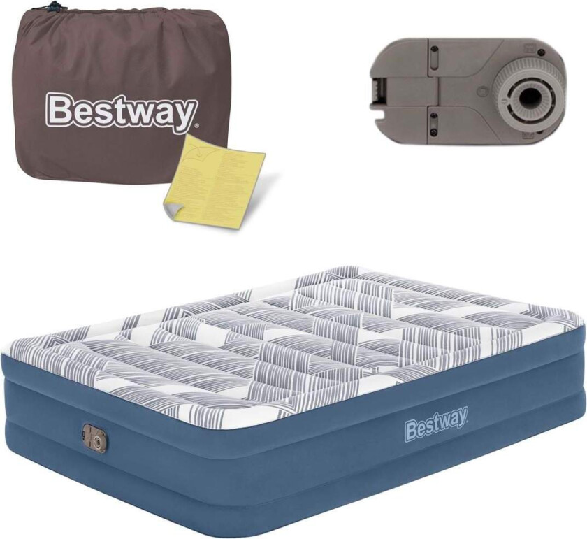 Oppblåsbar madrass 203x152x46 cm med innebygd elektrisk pumpe Bestway 6713C