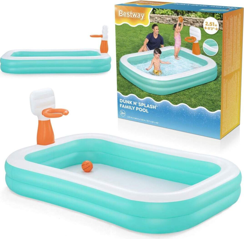 Dunk'N Splash oppblåsbart basseng 251 x 168 x 102 cm Bestway 54445