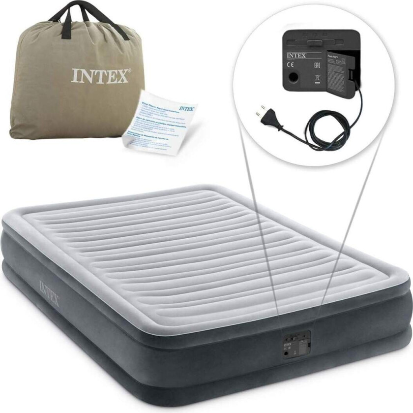 Oppblåsbar madrass 191x137x33 cm med innebygd elektrisk pumpe INTEX 67768