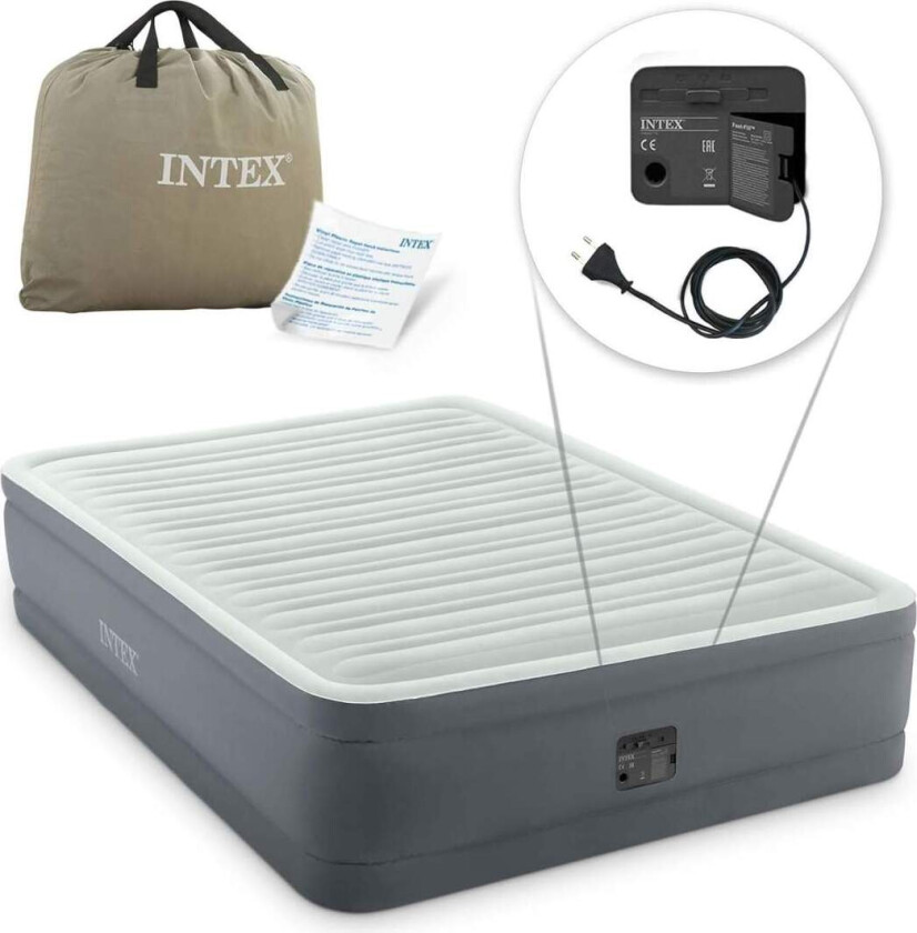 Oppblåsbar madrass 203x152x46 cm med innebygd elektrisk pumpe INTEX 64906