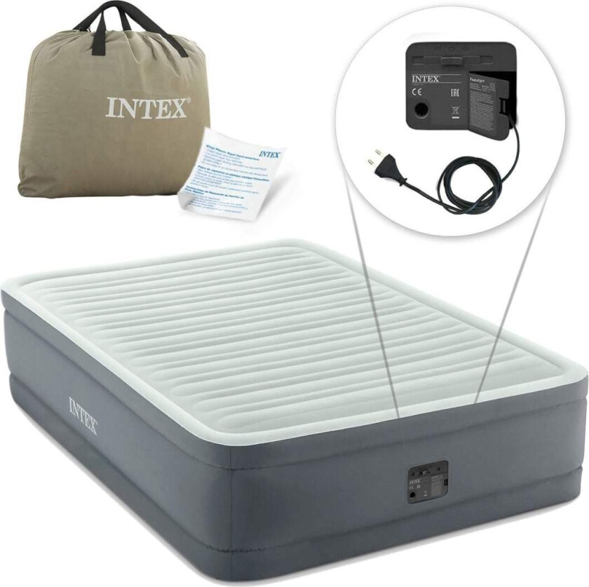 Oppblåsbar madrass 191x137x46 cm med innebygd elektrisk pumpe INTEX 64904