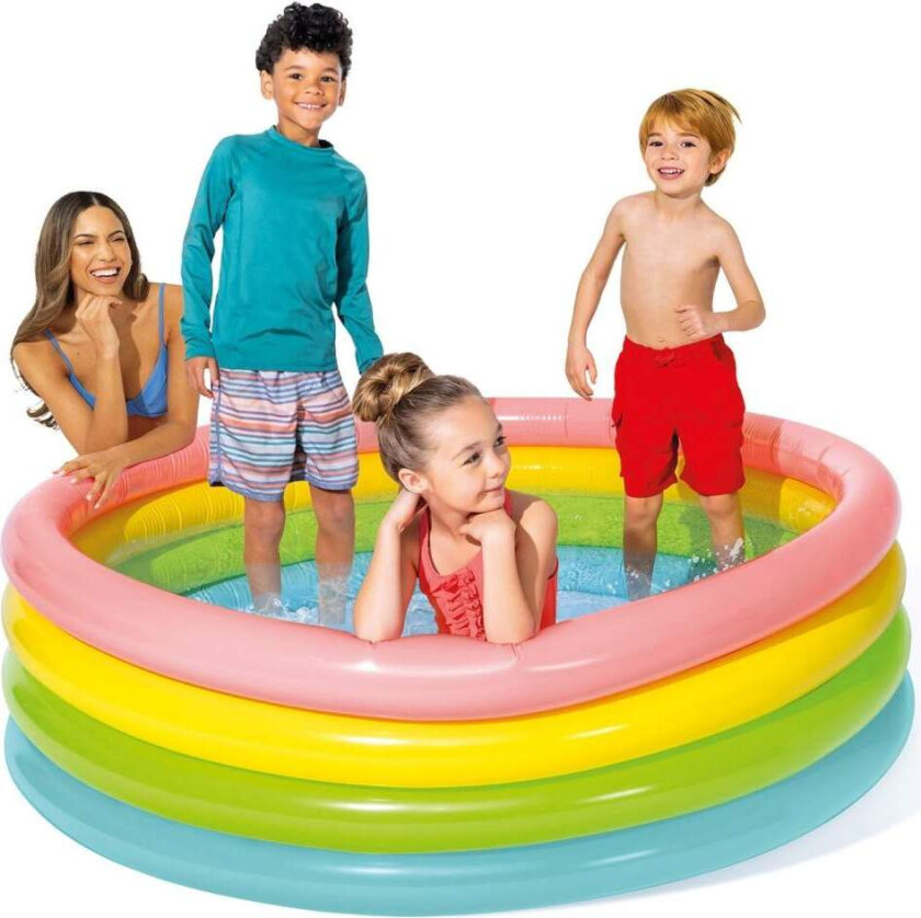 Oppblåsbart basseng Rainbow 4 ringer 168 x 46 cm INTEX 56441