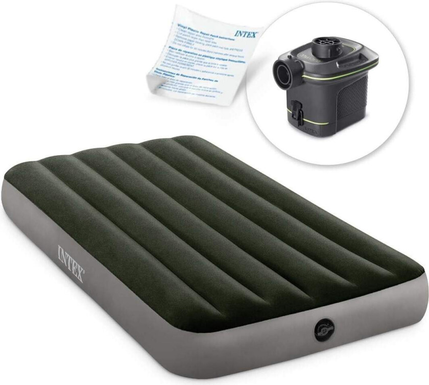 Oppblåsbar madrass 191x99x25 cm med elektrisk pumpe INTEX 64777