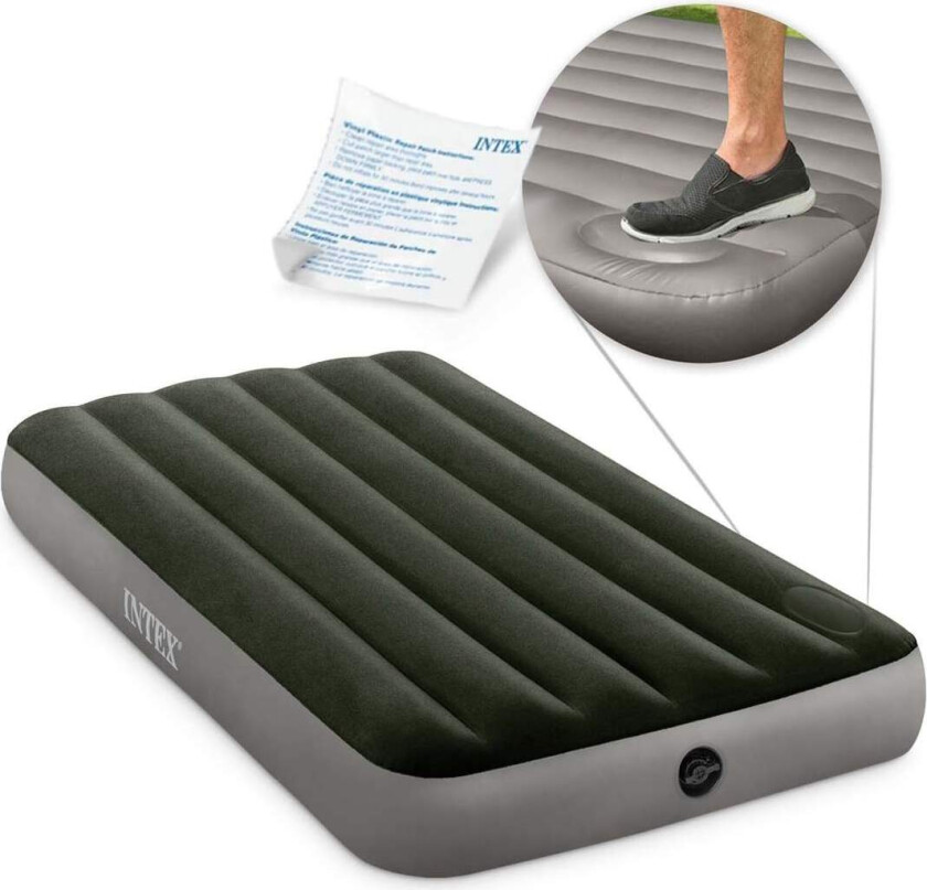 Oppblåsbar madrass 191x99x25 cm med innebygget fotpumpe INTEX 64761